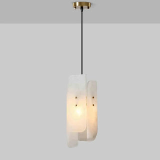 DOIJEPY Elegant Marble White and Copper Ceiling Light – view 3
