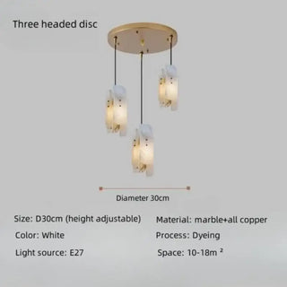 DOIJEPY Elegant Marble White and Copper Ceiling Light – view 7