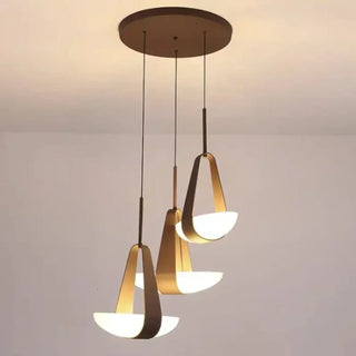 Leather and glass pendant light, minimalist designer hanging ceiling lamp with glow