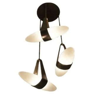 Designer leather and glass pendant ceiling lamp, minimalist LED hanging light