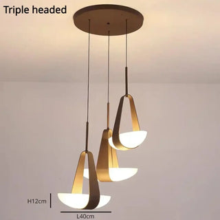 Minimalist leather glass pendant light close-up, designer hanging ceiling lamp