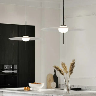 DESDINO Minimalist White Disk and Black Rod Ceiling Light – view 2