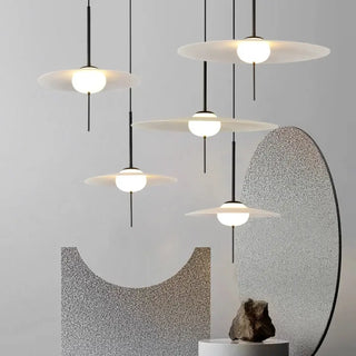 DESDINO Minimalist White Disk and Black Rod Ceiling Light – view 3