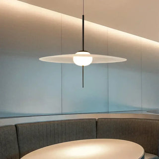 DESDINO Minimalist White Disk and Black Rod Ceiling Light – view 1