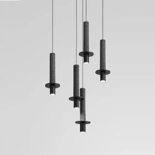 MIRABE Minimalist Stone Tube with Brass Detail Ceiling Light – view 2