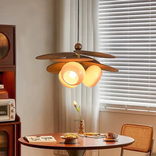 JOURO Modern Wood Frosted Glass Ceiling Light – view 2