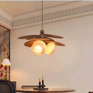 JOURO Modern Wood Frosted Glass Ceiling Light – view 1