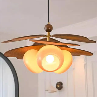JOURO Modern Wood Frosted Glass Ceiling Light – view 3