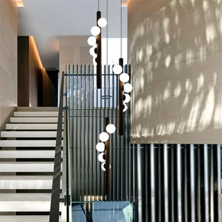 Contemporary LED ball pendant light, vertical modern ceiling fixture