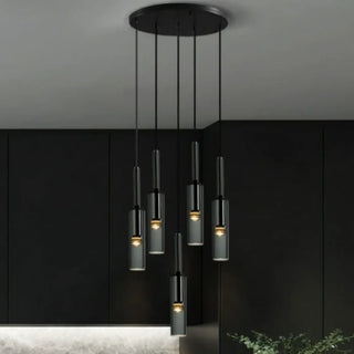 LIGHTCY Modern Black Glass Cylinder Chic Ceiling Light – view 5