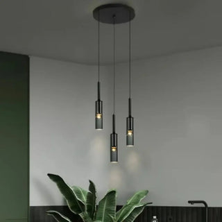 LIGHTCY Modern Black Glass Cylinder Chic Ceiling Light – view 4