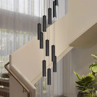 Black cylinder pendant lamp cluster, modern elegant hanging ceiling light for dining room