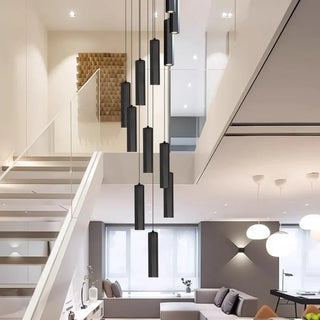Modern multiple black cylinder pendant light, elegant cluster hanging ceiling lamp