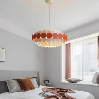 Modern metal disc pendant light, elegant designer hanging ceiling lamp for living room