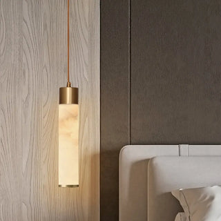 Marble pendant lamp with soft ambient lighting — designer ceiling fixture