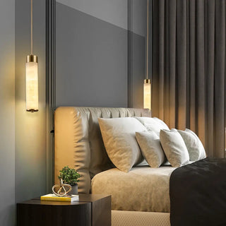 Marble pendant lamp over dining table — luxury ambient ceiling light