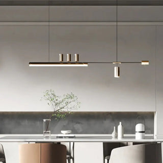 Modern black and gold three-light pendant fixture, elegant hanging ceiling lamp for dining