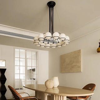 Black metal glass globe pendant lamp, modern ceiling hanging fixture