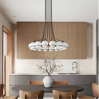 Glass globe pendant light, black metal modern ceiling fixture for living room