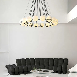 Modern pendant with glass globe, black metal hanging ceiling lamp
