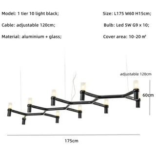 DONCITE Modern Black Aluminium and Glass Ceiling Light – view 4