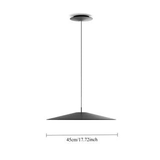 Black flat metal pendant light, sleek designer hanging lamp for modern spaces