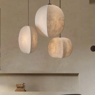 PLUIVOIT Modern Sphere Two-Tone Fabric White Ceiling Light – view 5
