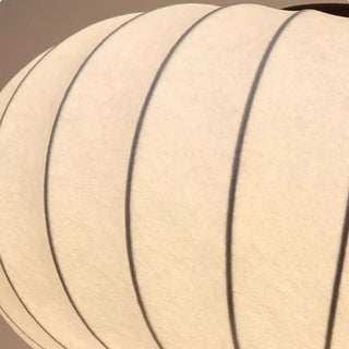 Contemporary ribbed fabric pendant lamp, wood accent ceiling fixture