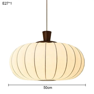 Designer ribbed fabric pendant, wood accent modern ceiling hanging lamp