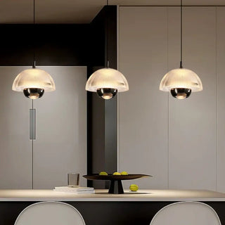 Modern ribbed glass and brass pendant lamp, designer hanging ceiling light for kitchen