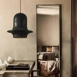 Unique black pendant lamp, cozy living room ceiling hanging light