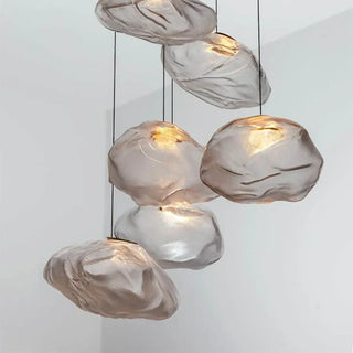 Blown glass cloud ceiling pendant, designer soft ambient hanging fixture