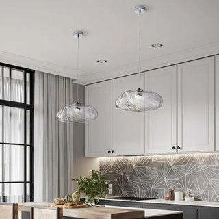 Cloud pendant light, designer blown glass soft ambient glow ceiling fixture