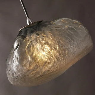 Blown glass cloud pendant, designer soft ambient ceiling hanging fixture