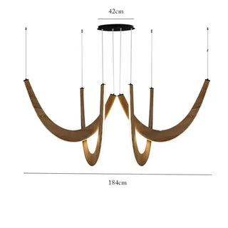 Wood organic pendant light, contemporary LED ceiling fixture warm glow