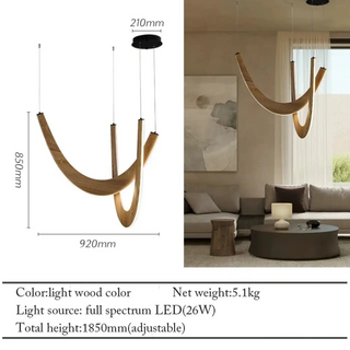 Organic wooden pendant ceiling light, contemporary LED warm ambient fixture