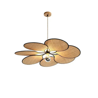 Floral handwoven straw pendant light, soft ambient hanging ceiling lamp