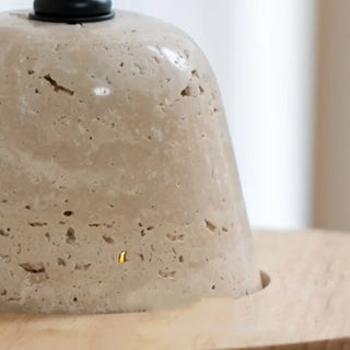 MINELA Travertine Stone and Wood Minimalist Ceiling Light – view 4