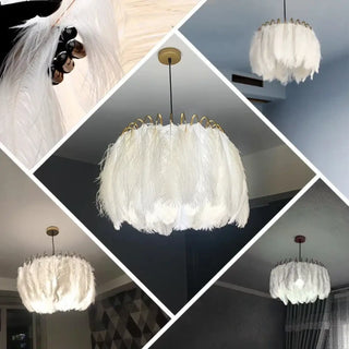 LUPENE White Feather Elegant Gilded Chic Ceiling Light – view 4
