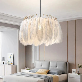 LUPENE White Feather Elegant Gilded Chic Ceiling Light – view 1