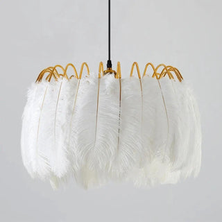 LUPENE White Feather Elegant Gilded Chic Ceiling Light – view 3