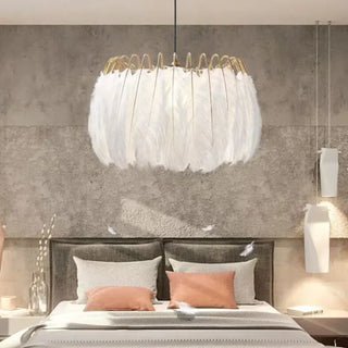 MOPLU White Feather Gilded Structure Modern Ceiling Light – view 4