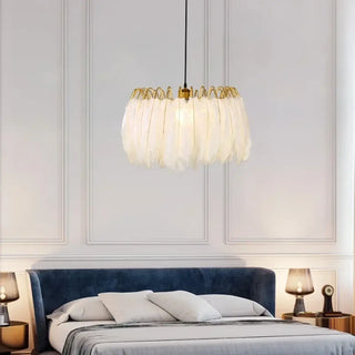 MOPLU White Feather Gilded Structure Modern Ceiling Light – view 1