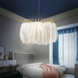MOPLU White Feather Gilded Structure Modern Ceiling Light – view 3