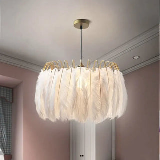 MOPLU White Feather Gilded Structure Modern Ceiling Light – view 2