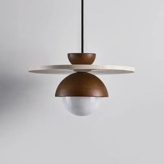 BEROQUE Round Wood Concrete and White Opaque Glass Ceiling Light – view 4