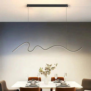 Designer sinuous pendant lamp, fluid shape modern ceiling hanging light