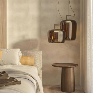Chic black smoked glass pendant ceiling lamp, modern hanging light fixture