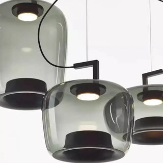 Black smoked glass pendant light, modern chic ambient lighting hanging ceiling fixture