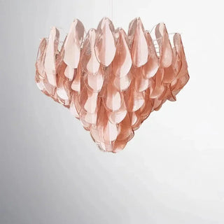 Contemporary luxury pink glass pendant, petal design ceiling hanging fixture